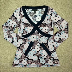 Vintage Y2K INC international Concepts Long Sleeve Floral Top Size Small Purple